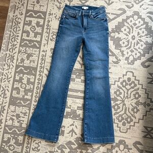 Good American Flare Jeans in Classic Blue worn once
